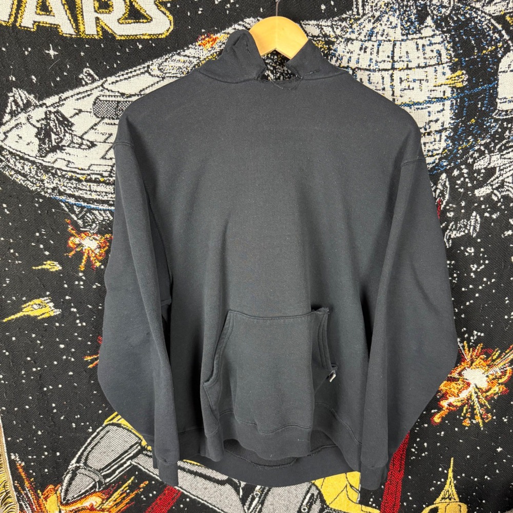 Vintage Russell Athletic Black Hoodie Heavyweight Distressed Pullover Mens L